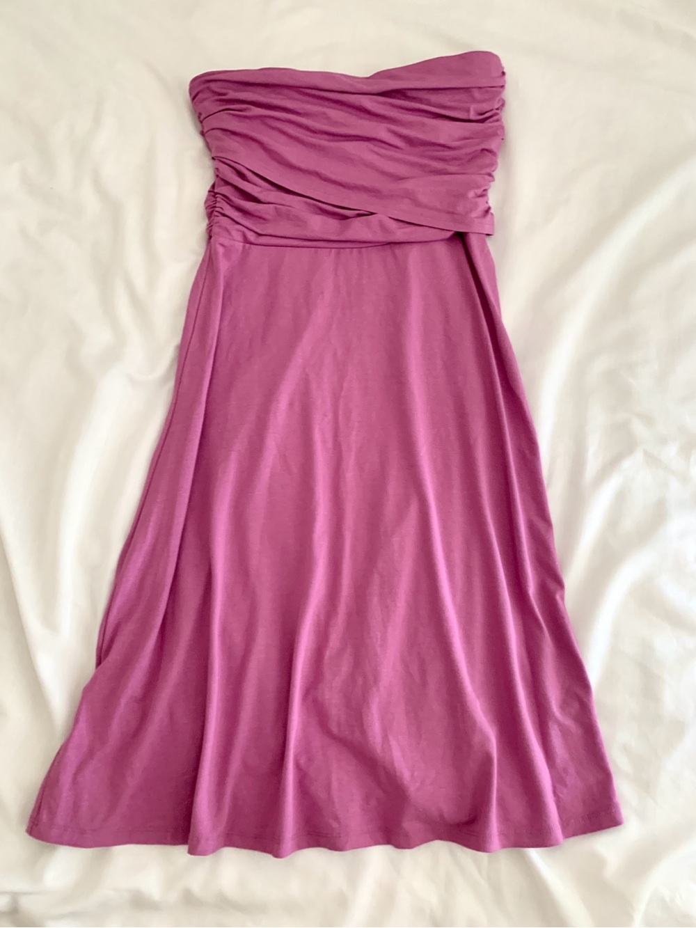 NWT Ann Taylor Strapless Ruched Bodice Dress Fuschia Orchid Color Small Y2K